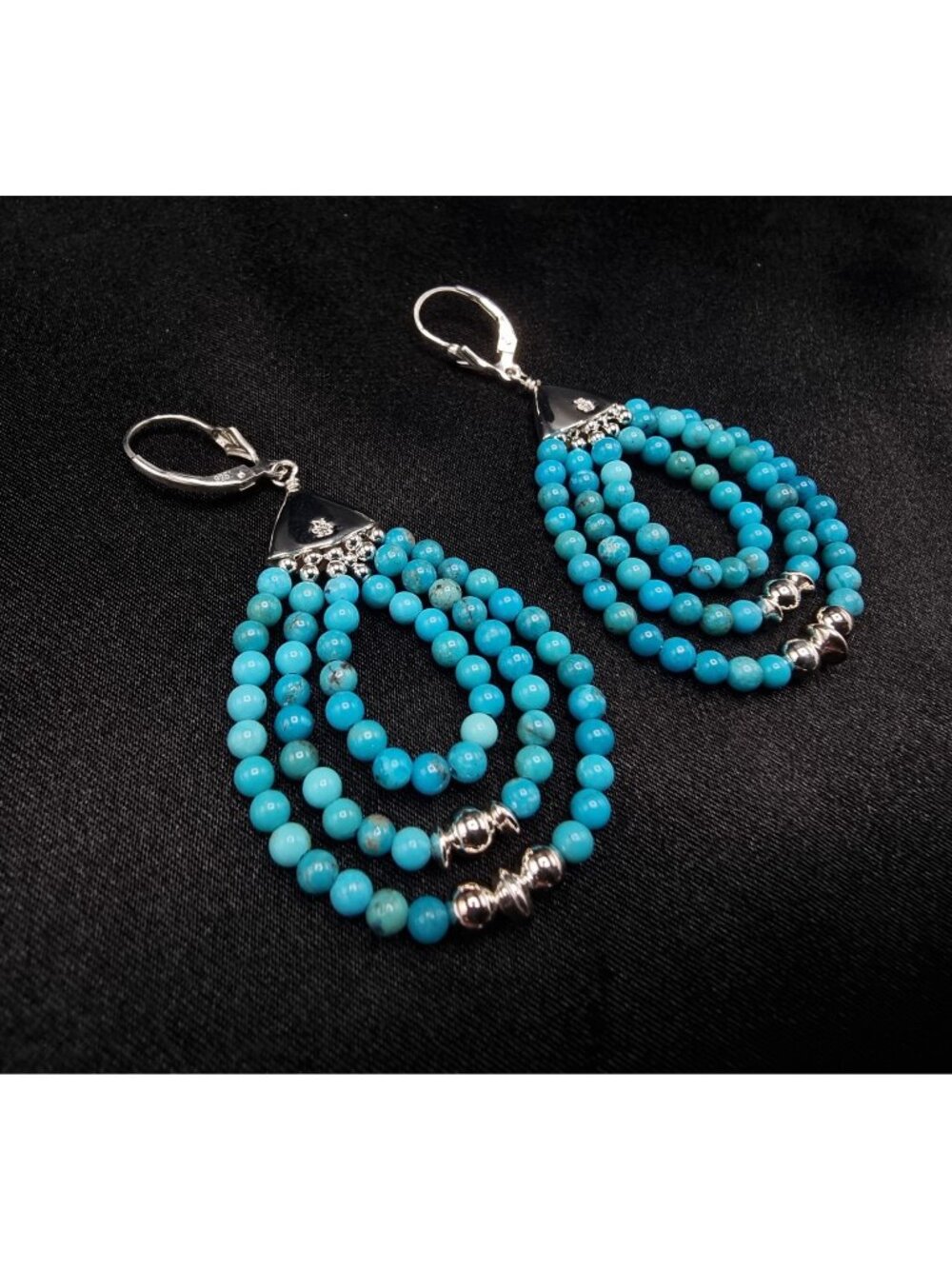 Desert Rose Jay King 925 Sterling Silver Earrings With Genuine Turquoise Beads